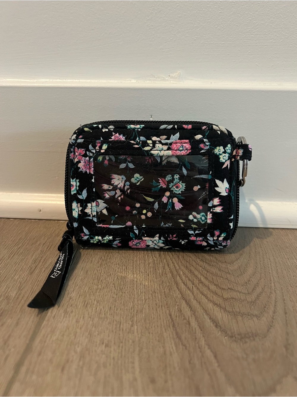 Vera Bradley Floral Zip Card Wallet - Black Pink Green